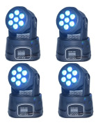 Set De 4 Cabeza Movil Wash Led 7 Led 15w Robotica Disco...
