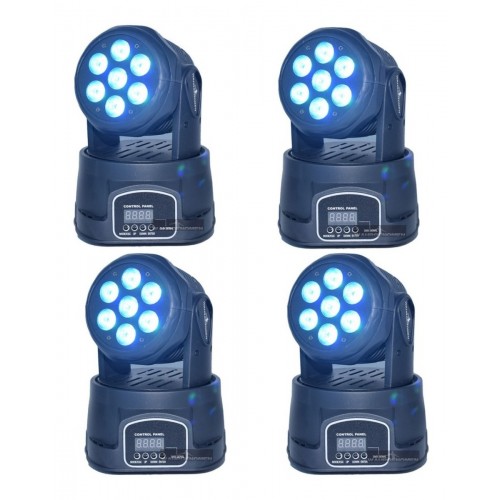 Set De 4 Cabeza Movil Wash Led 7 Led 15w Robotica Disco...