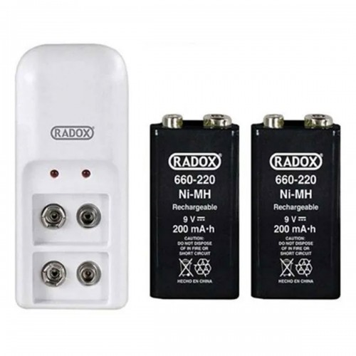 Cargador Con 2 Baterias Pilas 9v Cuadradas, Recargables