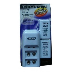 Cargador Con 2 Baterias Pilas 9v Cuadradas, Recargables