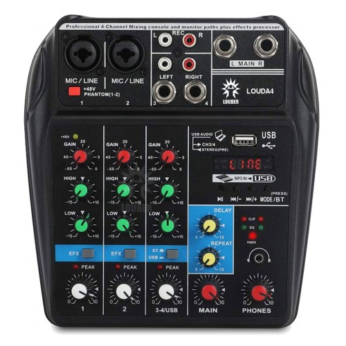 Mezcladora 4 Canales Usb/bt Pasiva C/ Interfaz Para Gra...