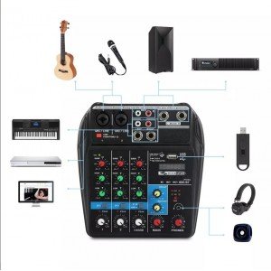 Interfaz Interface De Audio Usb Bluetooth Mezcladora 4 Ch