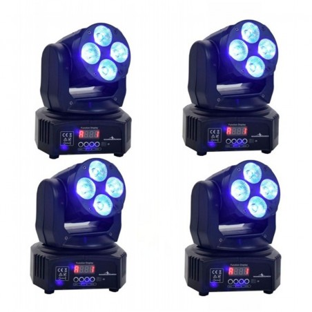 4 Cabeza Movil Led Wash Rgbwauv  Disco Robotica Dmx Luc...