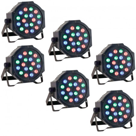 6 Cañon De Leds Rgb 18 Leds 1w Audioritmico Dmx Automat...