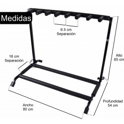 Atril Base Tripie Para 7 Guitarras Stand Bajos Portatil