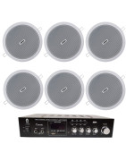 Amplificador Ambiental Y 6 Bocinas Plafon Con Transformador