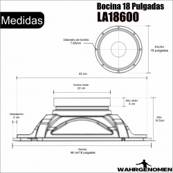 Bocina 18 Pulgadas Alta Potencia Woofer Bajos Subwoofer