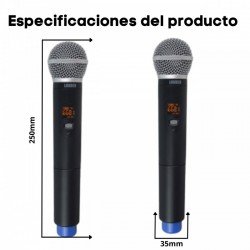 Set de 2 Microfonos Inalambricos Uhf Multifrecuencia