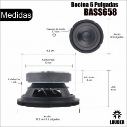 Subwoofer Bocina Woofer 6.5 Pulgadas Spl 8ohms PAR