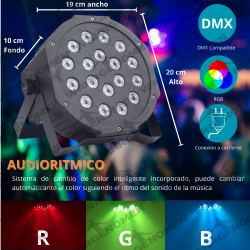 2 Cañon Audioritmico De Led Rgb  18x1  Dmx Automatico Leds