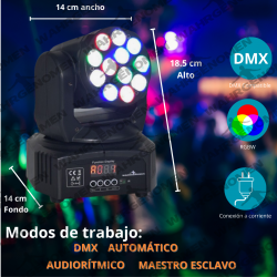 Luces Cabeza Movil Robotica 12 Led 5 W Wash Rgbw Disco ...