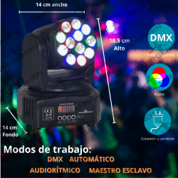 Cabeza Movil 12 Led 5w Wash Rgbw  Disco Robotica Dmx Co...