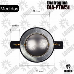 Diafragma 51mm Repuesto Driver agudo de 2 pulgadas