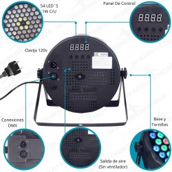 9pz Cañon De Leds 54 Leds 30w  Dmx Automatico Audioritmico