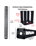 Estructura Perimetral Dj De 2 Metros 15x15 Para Iluminacion