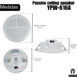 YPW-616A Bocina Plafon 5 Pulgadas Sonido Ambiental Con Transformador