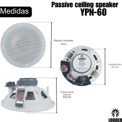 YPN-60 Par Bocinas Plafon Sonido Ambiental Dos Vias 6.5 Pulgaadas