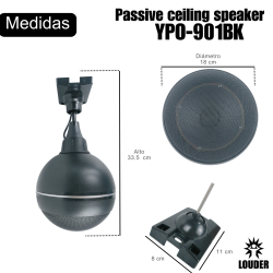 YPO-901BK Bocina Techo 5 Pulgadas Ambiental Transformador 70-100v