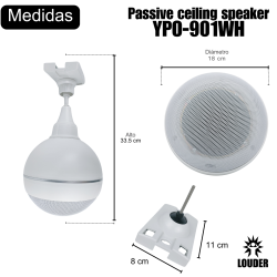 YPO-901WH Bocina Techo 5 Pulgadas Ambiental Transformador 70-100v