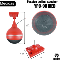 YPO-901RED Bocina Techo 5 Pulgadas Ambiental Transformador 70-100v