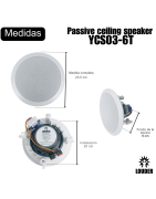 YCS03-6TPar Bocinas C Transformador 100v PlafonAmbiental 6.5 PuLG