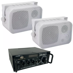 Amplificador + 2 Bocinas Ambientales Exterior Bluetooth...