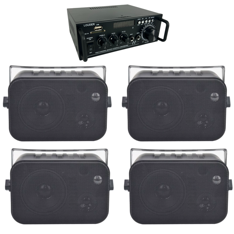 Amplificador Sonido Ambiental 4 Bafles Ambientales Boci...