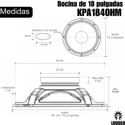Bocina 18 Pulgadas Alta Potencia 1000w Woofer Bajos 4 O...