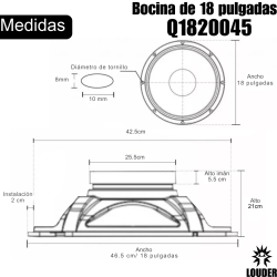 Q1820045 Bocina 18 Pulgadas Profesional Alto Poder Bajo Woofer