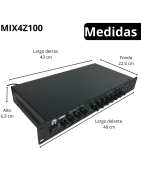 MIX4Z100 Amplificador Ambiental 4 Zonas 25W x Zona – Total 100W RMS  Ideal para restaurantes, cafés, tiendas de ropa y espacios