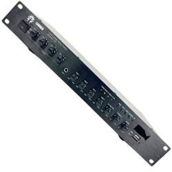 MIX4Z100 Amplificador Ambiental 4 Zonas 25W x Zona – Total 100W RMS  Ideal para restaurantes, cafés, tiendas de ropa y espacios
