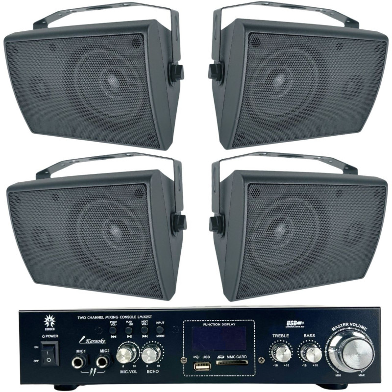 Kit Amplificador Con Bocinas Para Audio Ambiental