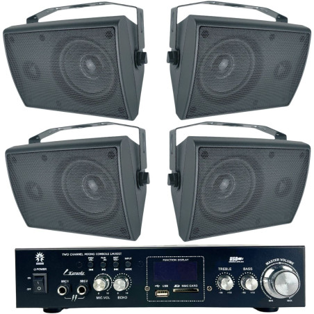 Kit Amplificador Con Bocinas Para Audio Ambiental
