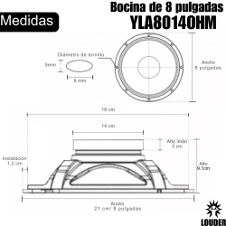 Bocina 8 Pulgadas Suelta Para Line Array 4 Ohms 1 Pieza