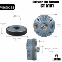Tweeter Driver 51mm Agudos Titanio Alta Potencia Roscab...