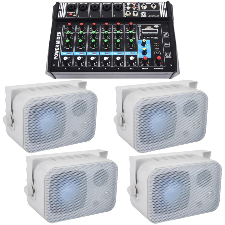 Kit Sonido Mezcladora Amplificada Bafles Ambientales Bocinas