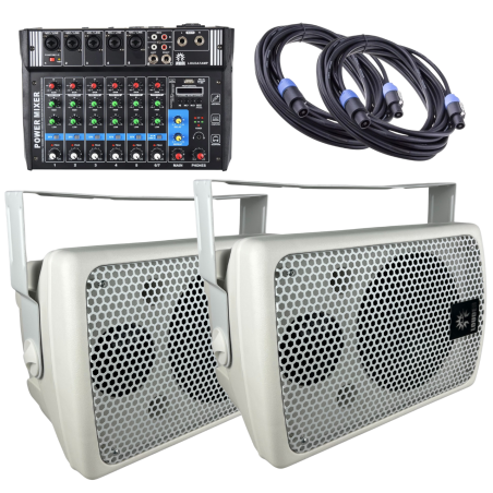 Audio Ambiental Con Cables Amplificador Bafles Ambientales