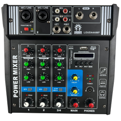 Mezcladora Amplificada Bluetooth 4 Canales Phantom Grab...