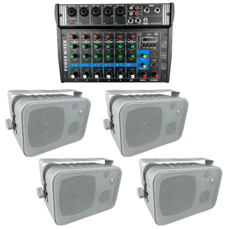 Kit Sonido Mezcladora Amplificada Bafles Ambientales Bocinas