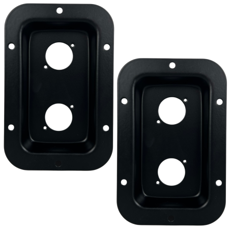 045-598 Tapa Metalica Con 2 Orificios Para Conectores Para Armar Bafles