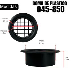 045-850 Domo De Plastico Con Rejilla Chico Salida De Aire Para Bafle