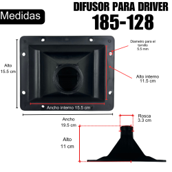 185-128 Difusor De Plastico Cuadrado Para Driver Agudo 19.5 x 10.5CM