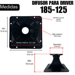 185-125 Difusores De Plastico ABS Cuadrado Para Driver Con Adaptador