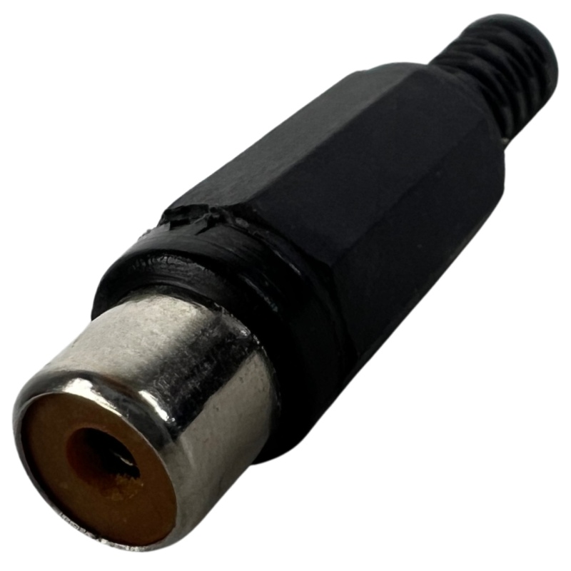 08-3010BK Conectores Jack Hembra RCA C/Cola De Plastico Para Extensión