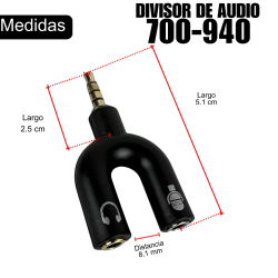 700-940 Divisor De Audio Estereo Microfono Y Audifono Celular 3.5mm