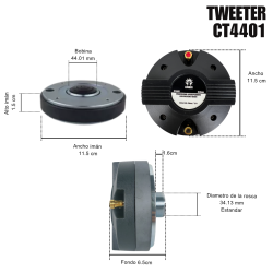 Tweeter Driver Agudos Titanium 44mm 1000w Line Array Ba...