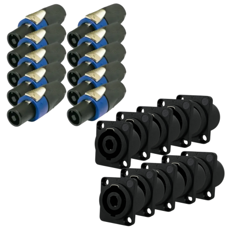 10 Conector Plug Macho Speakon 10 Jack Hembra Tipo Neutrik