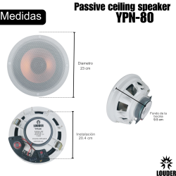 YPN-80 Par Bocinas Plafon 8 Pulgadas Sonido Ambiental Dos Vias