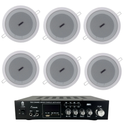 Kit Amplificador Ambiental Y 6 Bocinas Plafon 5 1/4 PuLG