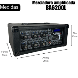 Mezcladora Amplificada 200 Watts Rms Bluetooth Usb/sd 6ch